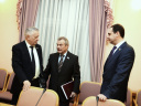 Cтоляров В.А., Ульянов В.И. и Токарчук Н.А. на четырнадцатом заседании фракции обсуждают итоги работы за второе полугодие 2012 года.